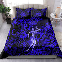 Hawaii Hula Girl Bedding Set Polynesian Pattern Navy Blue Version - Wonder Print Shop