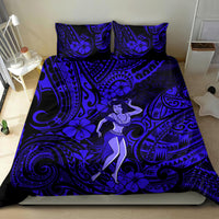 Hawaii Hula Girl Bedding Set Polynesian Pattern Navy Blue Version - Wonder Print Shop
