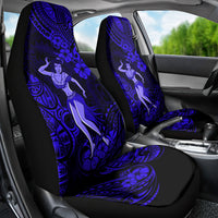 Hawaii Hula Girl Car Seat Cover Polynesian Pattern Navy Blue Version - Wonder Print Shop