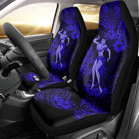 Hawaii Hula Girl Car Seat Cover Polynesian Pattern Navy Blue Version - Wonder Print Shop
