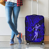 Hawaii Hula Girl Luggage Cover Polynesian Pattern Navy Blue Version - Wonder Print Shop