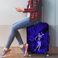 Hawaii Hula Girl Luggage Cover Polynesian Pattern Navy Blue Version - Wonder Print Shop