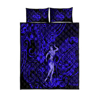 Hawaii Hula Girl Quilt Bed Set Polynesian Pattern Navy Blue Version - Wonder Print Shop