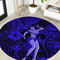 hawaii-hula-girl-round-carpet-polynesian-pattern-navy-blue-version