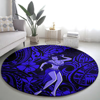 hawaii-hula-girl-round-carpet-polynesian-pattern-navy-blue-version