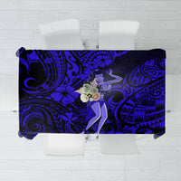 Hawaii Hula Girl Tablecloth Polynesian Pattern Navy Blue Version - Wonder Print Shop