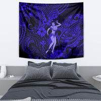 Hawaii Hula Girl Tapestry Polynesian Pattern Navy Blue Version - Wonder Print Shop