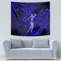 Hawaii Hula Girl Tapestry Polynesian Pattern Navy Blue Version - Wonder Print Shop