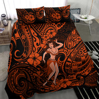 Hawaii Hula Girl Bedding Set Polynesian Pattern Orange Version - Wonder Print Shop