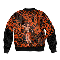 Hawaii Hula Girl Bomber Jacket Polynesian Pattern Orange Version - Wonder Print Shop