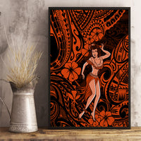 Hawaii Hula Girl Canvas Wall Art Polynesian Pattern Orange Version - Wonder Print Shop