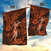 Hawaii Hula Girl Garden Flag Polynesian Pattern Orange Version - Wonder Print Shop
