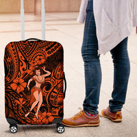 Hawaii Hula Girl Luggage Cover Polynesian Pattern Orange Version - Wonder Print Shop