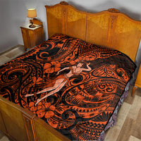 Hawaii Hula Girl Quilt Polynesian Pattern Orange Version - Wonder Print Shop