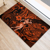 Hawaii Hula Girl Rubber Doormat Polynesian Pattern Orange Version - Wonder Print Shop