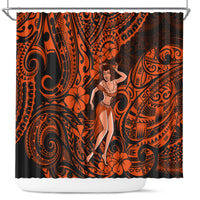 hawaii-hula-girl-shower-curtain-polynesian-pattern-orange-version
