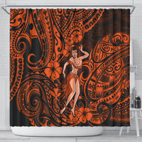 hawaii-hula-girl-shower-curtain-polynesian-pattern-orange-version