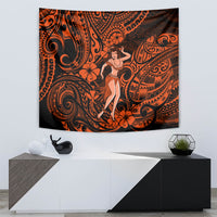 Hawaii Hula Girl Tapestry Polynesian Pattern Orange Version - Wonder Print Shop