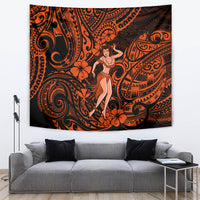 Hawaii Hula Girl Tapestry Polynesian Pattern Orange Version - Wonder Print Shop