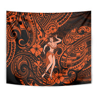 Hawaii Hula Girl Tapestry Polynesian Pattern Orange Version - Wonder Print Shop