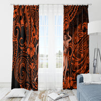 Hawaii Hula Girl Window Curtain Polynesian Pattern Orange Version - Wonder Print Shop