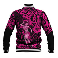 Hawaii Hula Girl Baseball Jacket Polynesian Pattern Pink Version - Wonder Print Shop