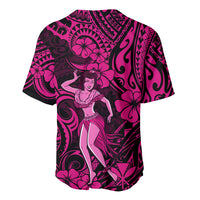 Hawaii Hula Girl Baseball Jersey Polynesian Pattern Pink Version - Wonder Print Shop