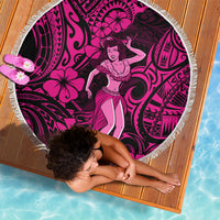 Hawaii Hula Girl Beach Blanket Polynesian Pattern Pink Version - Wonder Print Shop
