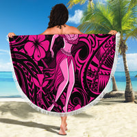 Hawaii Hula Girl Beach Blanket Polynesian Pattern Pink Version - Wonder Print Shop