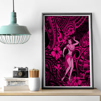 Hawaii Hula Girl Canvas Wall Art Polynesian Pattern Pink Version - Wonder Print Shop