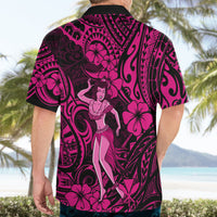 Hawaii Hula Girl Hawaiian Shirt Polynesian Pattern Pink Version - Wonder Print Shop