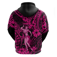 Hawaii Hula Girl Hoodie Polynesian Pattern Pink Version - Wonder Print Shop