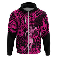 Hawaii Hula Girl Hoodie Polynesian Pattern Pink Version - Wonder Print Shop