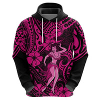 Hawaii Hula Girl Hoodie Polynesian Pattern Pink Version - Wonder Print Shop