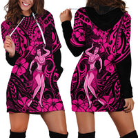 Hawaii Hula Girl Hoodie Dress Polynesian Pattern Pink Version - Wonder Print Shop
