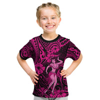 Hawaii Hula Girl Kid T Shirt Polynesian Pattern Pink Version - Wonder Print Shop