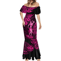 Hawaii Hula Girl Mermaid Dress Polynesian Pattern Pink Version - Wonder Print Shop
