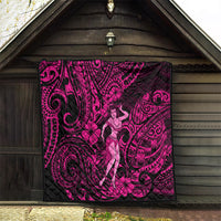 Hawaii Hula Girl Quilt Polynesian Pattern Pink Version - Wonder Print Shop