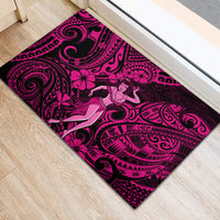 Hawaii Hula Girl Rubber Doormat Polynesian Pattern Pink Version - Wonder Print Shop
