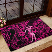Hawaii Hula Girl Rubber Doormat Polynesian Pattern Pink Version - Wonder Print Shop