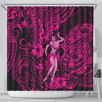 hawaii-hula-girl-shower-curtain-polynesian-pattern-pink-version