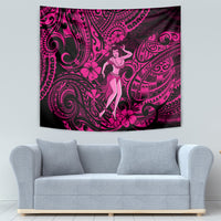 Hawaii Hula Girl Tapestry Polynesian Pattern Pink Version - Wonder Print Shop