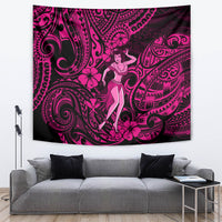Hawaii Hula Girl Tapestry Polynesian Pattern Pink Version - Wonder Print Shop