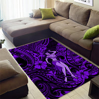 Hawaii Hula Girl Area Rug Hibiscus Hawaii Tribal Tattoo Purple Version - Wonder Print Shop
