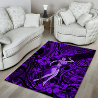 Hawaii Hula Girl Area Rug Hibiscus Hawaii Tribal Tattoo Purple Version - Wonder Print Shop