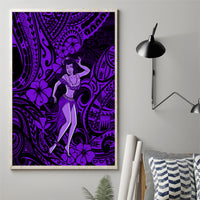 Hawaii Hula Girl Canvas Wall Art Hibiscus Hawaii Tribal Tattoo Purple Version - Wonder Print Shop