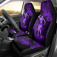 Hawaii Hula Girl Car Seat Cover Hibiscus Hawaii Tribal Tattoo Purple Version - Wonder Print Shop