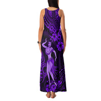 Hawaii Hula Girl Family Matching Tank Maxi Dress and Hawaiian Shirt Hibiscus Hawaii Tribal Tattoo Purple Version - Wonder Print Shop