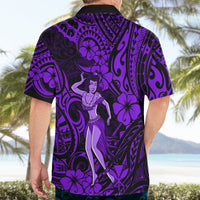 Hawaii Hula Girl Hawaiian Shirt Hibiscus Hawaii Tribal Tattoo Purple Version - Wonder Print Shop