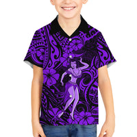 Hawaii Hula Girl Hawaiian Shirt Hibiscus Hawaii Tribal Tattoo Purple Version - Wonder Print Shop